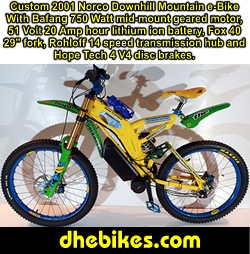 Click on the image for details of the left side of this custom electric pedal assist downhill mountain bike